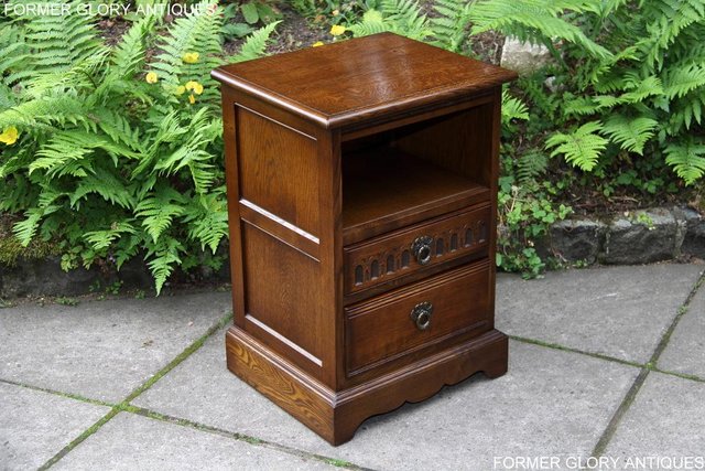 Image 74 of PAIR OF OLD CHARM OAK BEDSIDE CABINETS LAMP TABLE DRAWERS