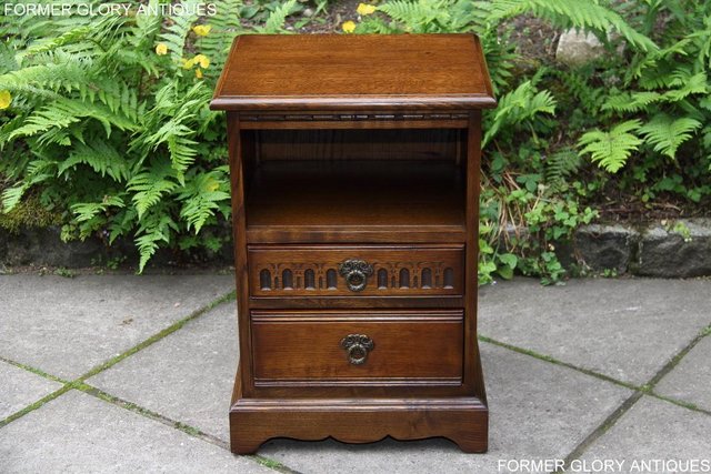Image 86 of PAIR OF OLD CHARM OAK BEDSIDE CABINETS LAMP TABLE DRAWERS