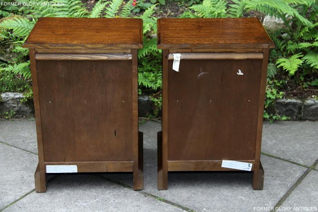 Image 90 of PAIR OF OLD CHARM OAK BEDSIDE CABINETS LAMP TABLE DRAWERS