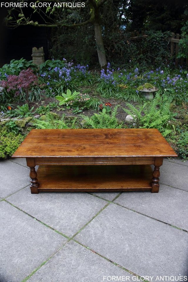 Image 32 of A LARGE SOLID TUDOR OAK TWO DRAWER COFFEE TABLE STAND