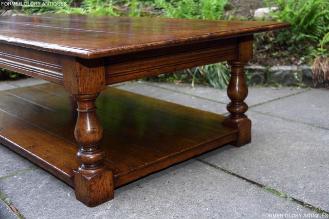 Image 33 of A LARGE SOLID TUDOR OAK TWO DRAWER COFFEE TABLE STAND