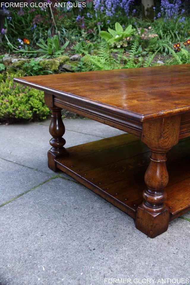 Image 40 of A LARGE SOLID TUDOR OAK TWO DRAWER COFFEE TABLE STAND