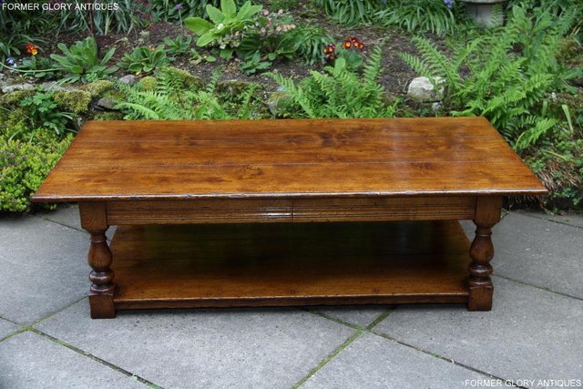 Image 41 of A LARGE SOLID TUDOR OAK TWO DRAWER COFFEE TABLE STAND