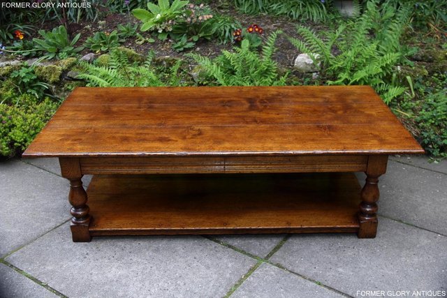 Image 42 of A LARGE SOLID TUDOR OAK TWO DRAWER COFFEE TABLE STAND