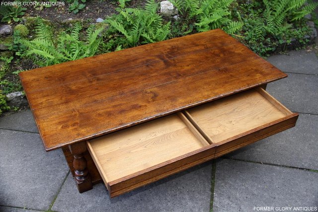 Image 44 of A LARGE SOLID TUDOR OAK TWO DRAWER COFFEE TABLE STAND