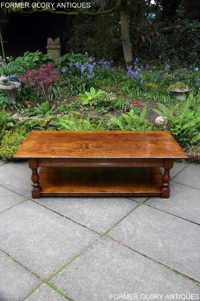 Image 46 of A LARGE SOLID TUDOR OAK TWO DRAWER COFFEE TABLE STAND
