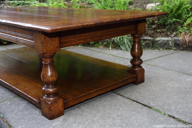Image 47 of A LARGE SOLID TUDOR OAK TWO DRAWER COFFEE TABLE STAND