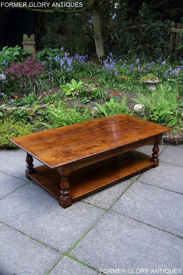 Image 55 of A LARGE SOLID TUDOR OAK TWO DRAWER COFFEE TABLE STAND