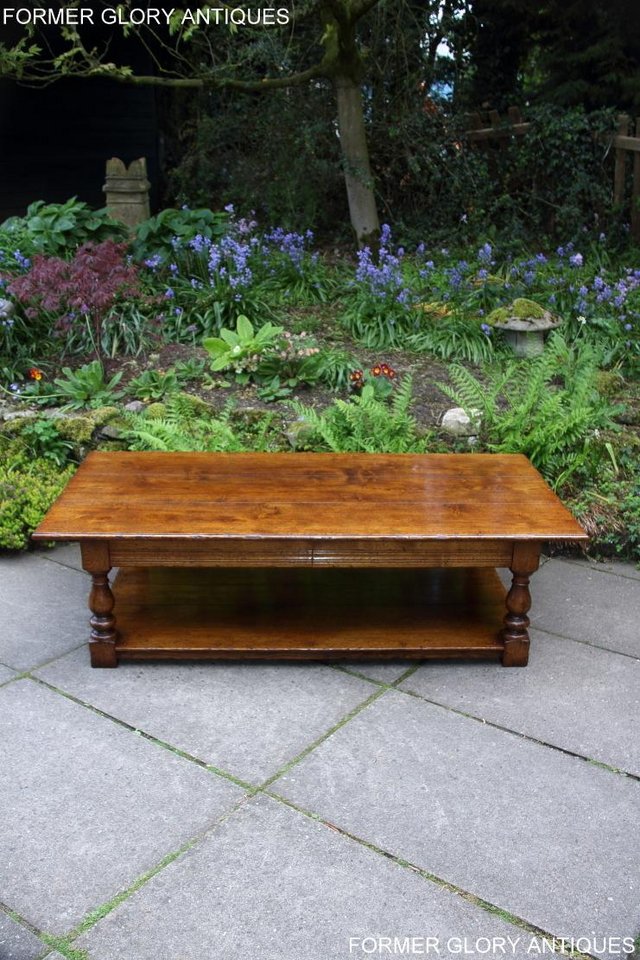 Image 57 of A LARGE SOLID TUDOR OAK TWO DRAWER COFFEE TABLE STAND