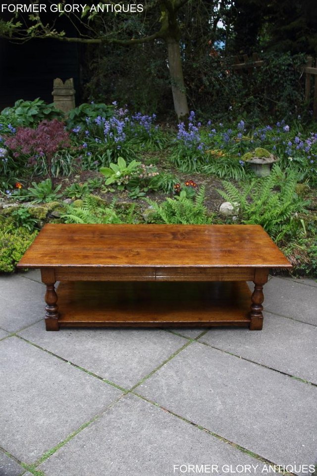 Image 59 of A LARGE SOLID TUDOR OAK TWO DRAWER COFFEE TABLE STAND