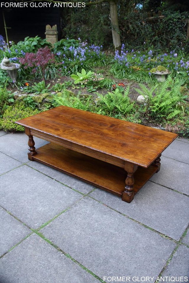 Image 66 of A LARGE SOLID TUDOR OAK TWO DRAWER COFFEE TABLE STAND