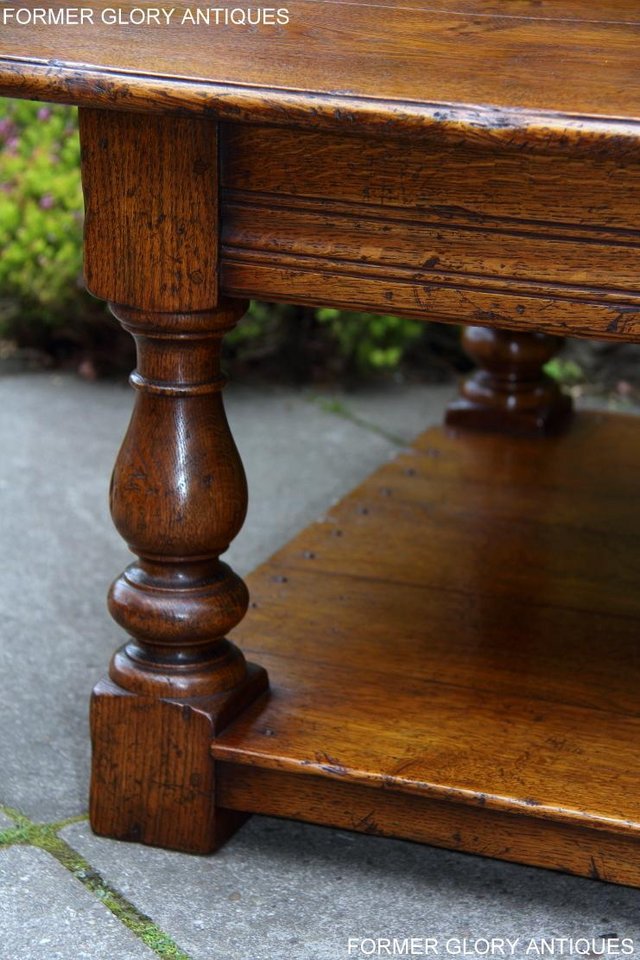 Image 77 of A LARGE SOLID TUDOR OAK TWO DRAWER COFFEE TABLE STAND