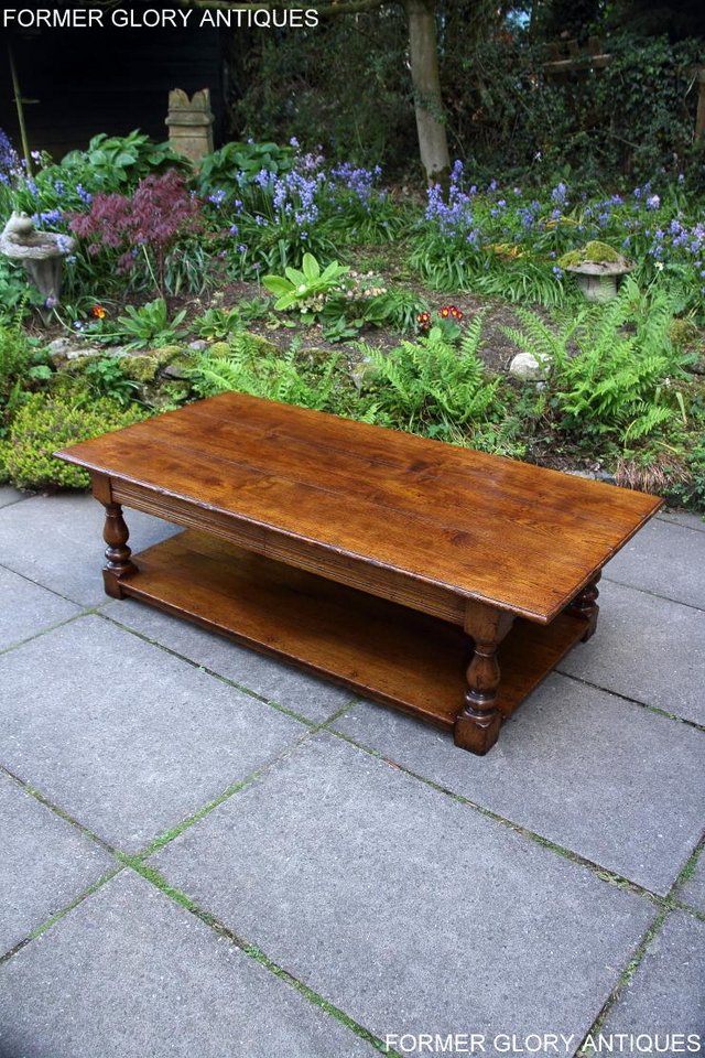 Image 83 of A LARGE SOLID TUDOR OAK TWO DRAWER COFFEE TABLE STAND