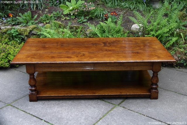 Image 88 of A LARGE SOLID TUDOR OAK TWO DRAWER COFFEE TABLE STAND