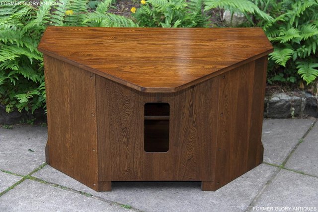 Image 5 of ERCOL GOLDEN DAWN ELM CORNER TV CABINET STAND TABLE UNIT