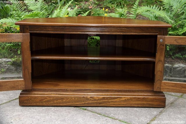Image 17 of ERCOL GOLDEN DAWN ELM CORNER TV CABINET STAND TABLE UNIT