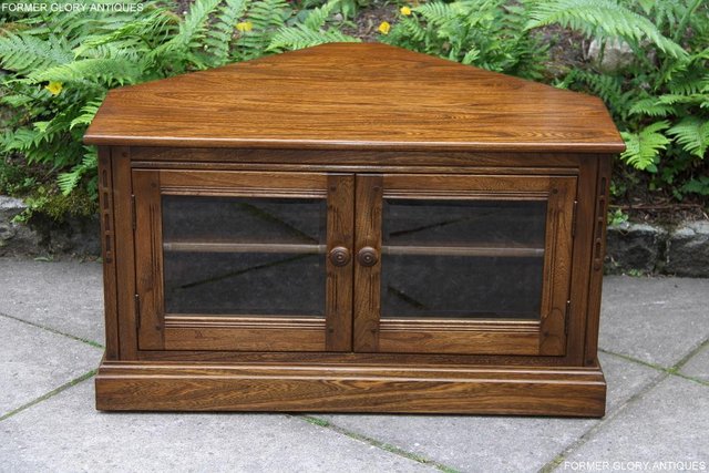Image 20 of ERCOL GOLDEN DAWN ELM CORNER TV CABINET STAND TABLE UNIT
