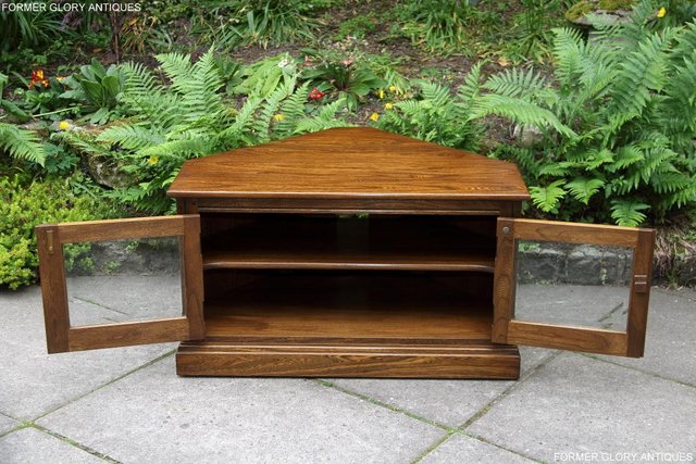 Image 25 of ERCOL GOLDEN DAWN ELM CORNER TV CABINET STAND TABLE UNIT