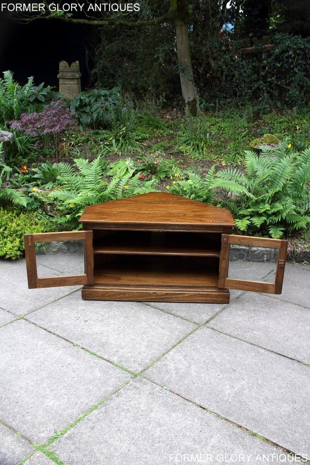 Image 35 of ERCOL GOLDEN DAWN ELM CORNER TV CABINET STAND TABLE UNIT