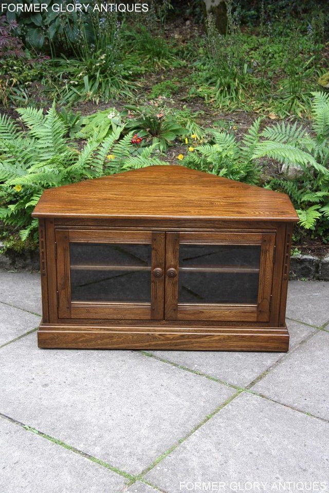Image 47 of ERCOL GOLDEN DAWN ELM CORNER TV CABINET STAND TABLE UNIT