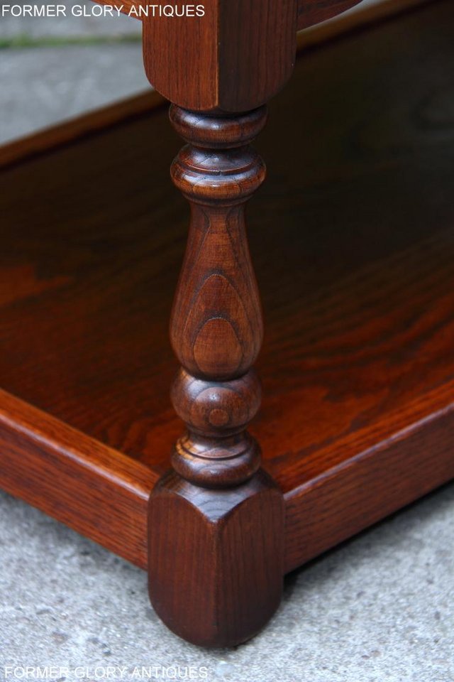 Image 15 of OLD CHARM TUDOR BROWN OAK TWO DRAWER TEA COFFEE TABLE STAND