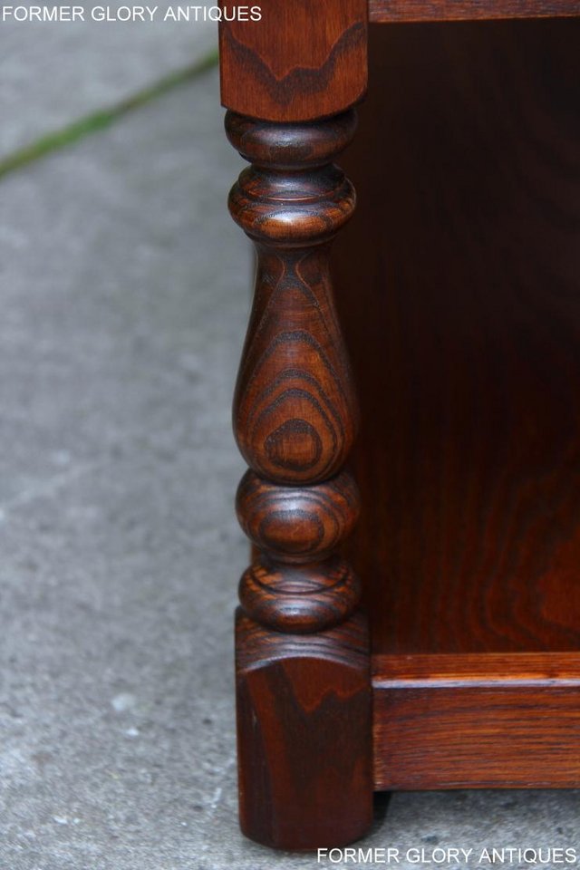 Image 37 of OLD CHARM TUDOR BROWN OAK TWO DRAWER TEA COFFEE TABLE STAND