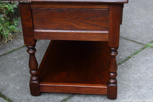 Image 42 of OLD CHARM TUDOR BROWN OAK TWO DRAWER TEA COFFEE TABLE STAND