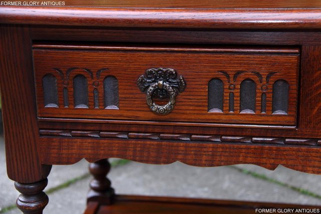 Image 49 of OLD CHARM TUDOR BROWN OAK TWO DRAWER TEA COFFEE TABLE STAND