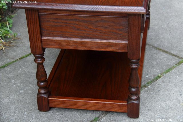 Image 67 of OLD CHARM TUDOR BROWN OAK TWO DRAWER TEA COFFEE TABLE STAND