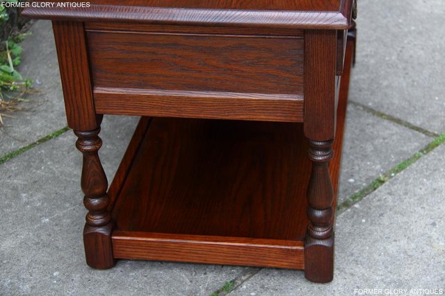 Image 74 of OLD CHARM TUDOR BROWN OAK TWO DRAWER TEA COFFEE TABLE STAND