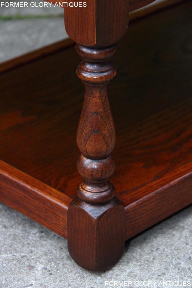 Image 80 of OLD CHARM TUDOR BROWN OAK TWO DRAWER TEA COFFEE TABLE STAND