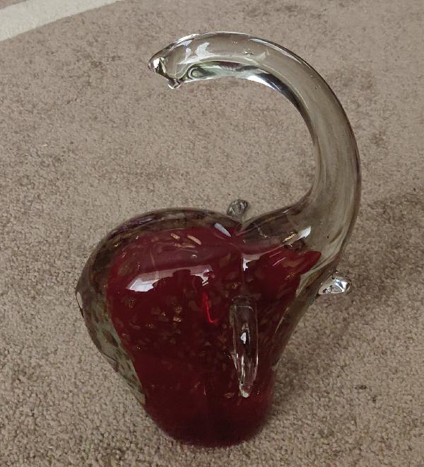 Preview of the first image of Cute Murano Style Glass Elephant Ornament.