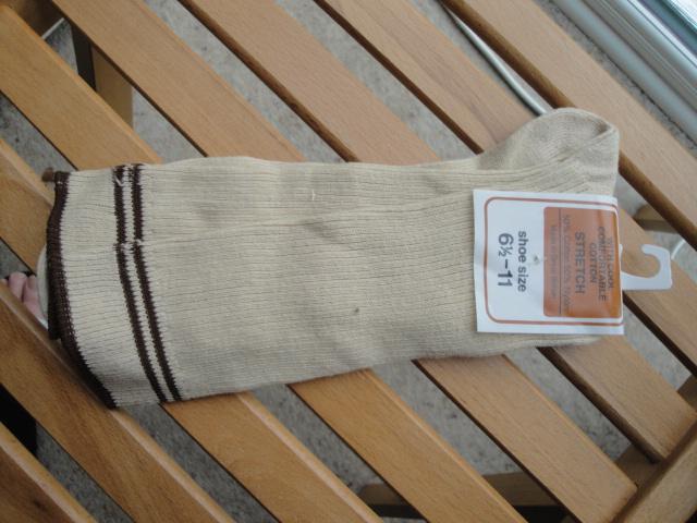 Image 2 of New Beige/Brown Adult Socks. C354