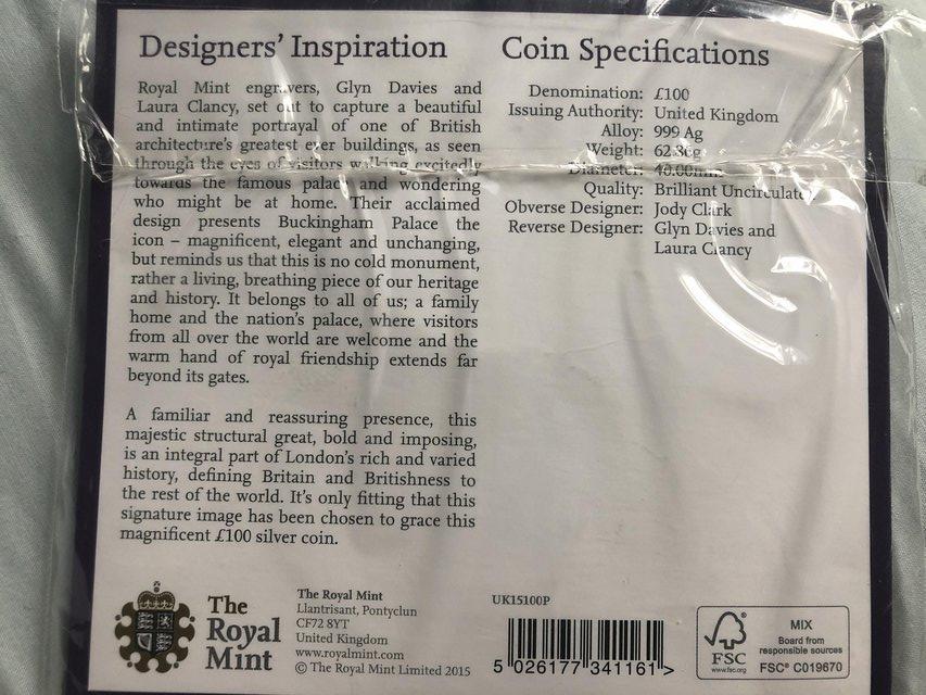 Image 2 of 2015 Buckingham Palace, 2nd £100 coin