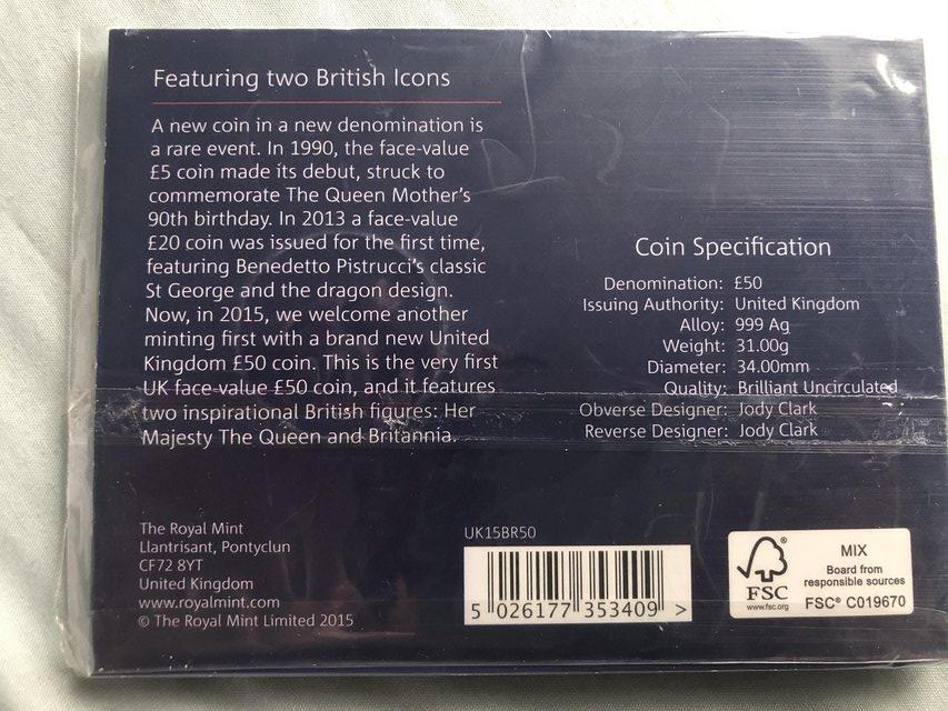 Image 2 of 2015 Britannia First £50 coin