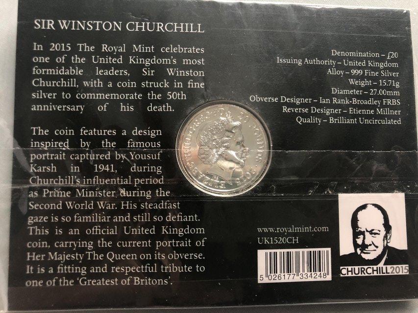 Image 2 of 2015 Sir Winston Churchill £20 coin