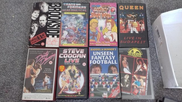 Preview of the first image of 8 VHS VIDEOS - Music, Films, Childrens, Comedy.