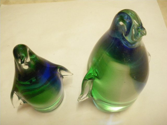 Preview of the first image of Pair of Penguin Glass Ornaments.