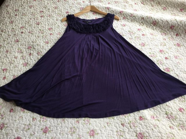 Image 2 of M&S Limited Collection Sz12 Deep Purple Ruffle Top