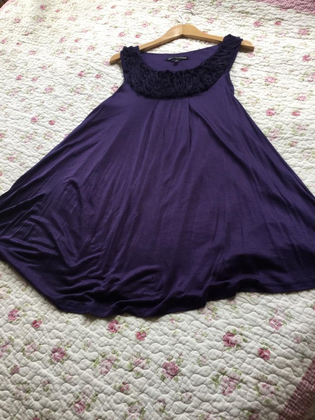 Image 3 of M&S Limited Collection Sz12 Deep Purple Ruffle Top
