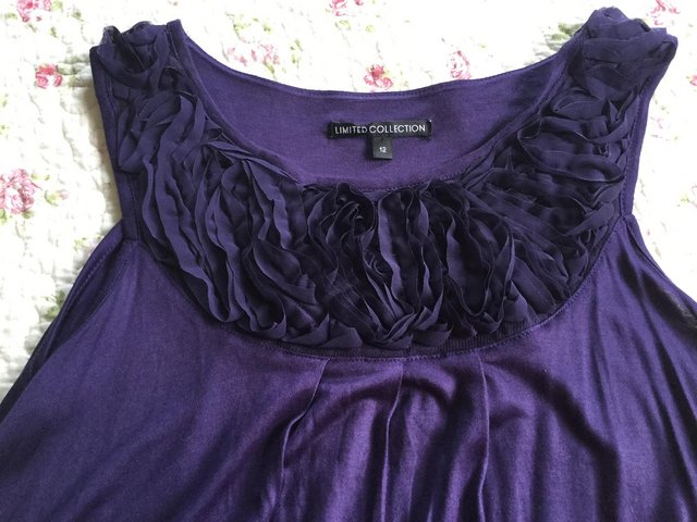 Image 5 of M&S Limited Collection Sz12 Deep Purple Ruffle Top
