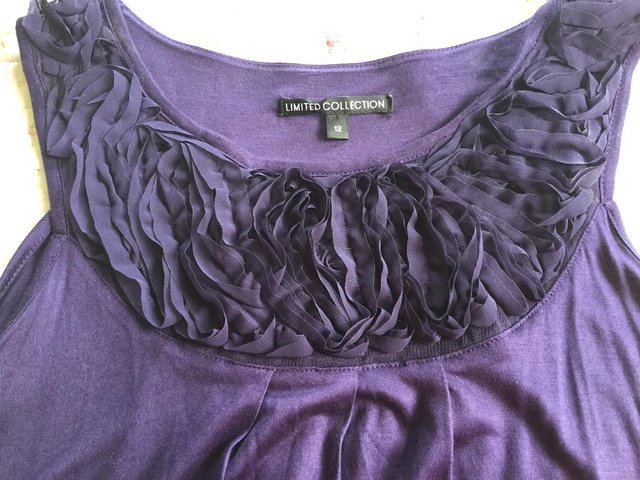 Image 6 of M&S Limited Collection Sz12 Deep Purple Ruffle Top