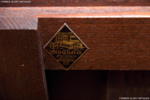 Image 5 of OLD CHARM TUDOR BROWN OAK OFFICE DESK FILING CABINET TABLE