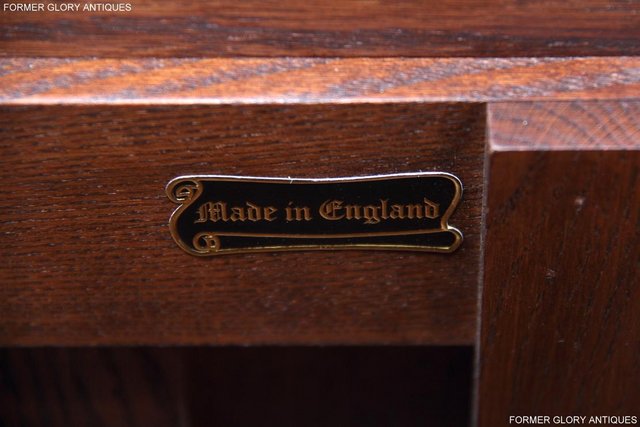 Image 13 of OLD CHARM TUDOR BROWN OAK OFFICE DESK FILING CABINET TABLE