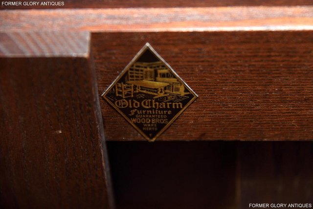 Image 29 of OLD CHARM TUDOR BROWN OAK OFFICE DESK FILING CABINET TABLE