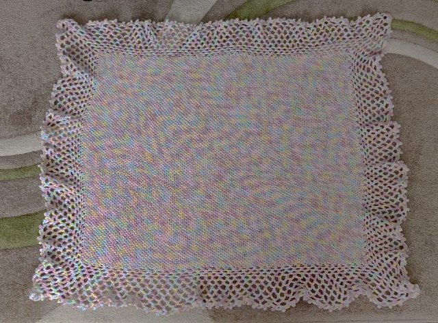 Preview of the first image of Beautiful Hand Crocheted Baby Blanket.     BX12.