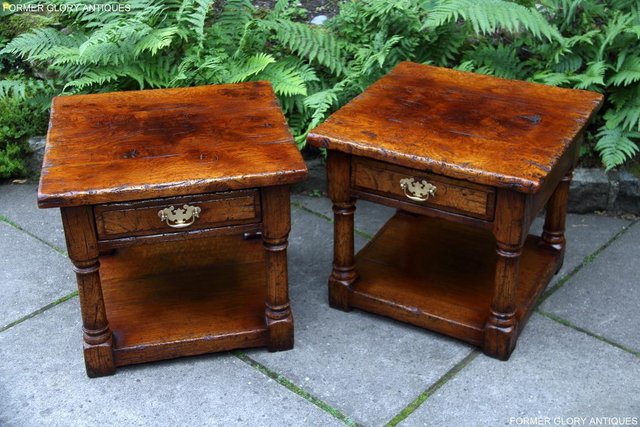 Image 2 of PAIR OF TITCHMARSH & GOODWIN OAK LAMP PHONE SIDE END TABLES