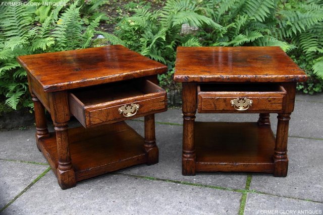 Image 5 of PAIR OF TITCHMARSH & GOODWIN OAK LAMP PHONE SIDE END TABLES