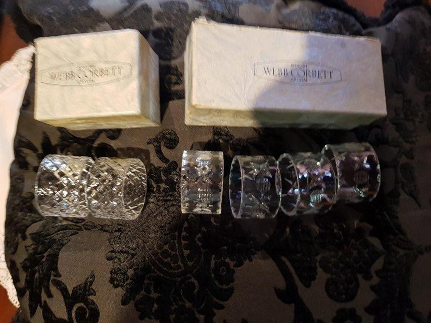 Preview of the first image of Webb Corbett Cut Glass Napkin Rings (6).