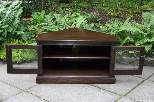 Image 4 of ERCOL TRADITIONAL ELM CORNER DVD TV CABINET STAND TABLE UNIT
